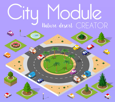 Isometric view of a city town in the desert natural landscapeのイラスト素材