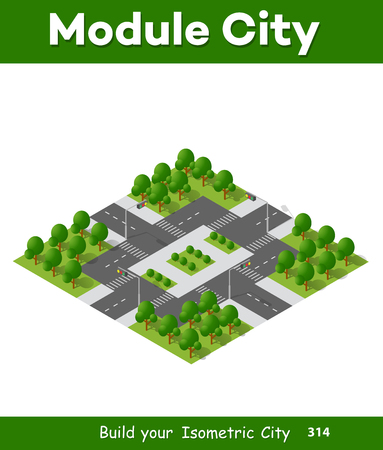 The isometric road in the forestのイラスト素材