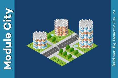 City isometric setのイラスト素材