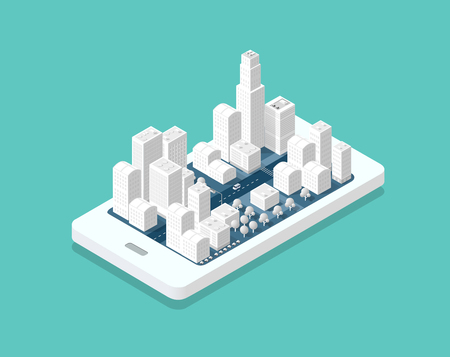 3d map isometric cityのイラスト素材