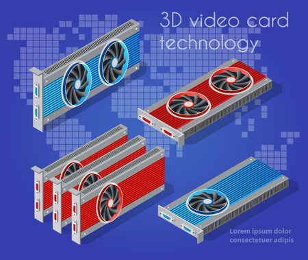 isometric video graphic cardのイラスト素材