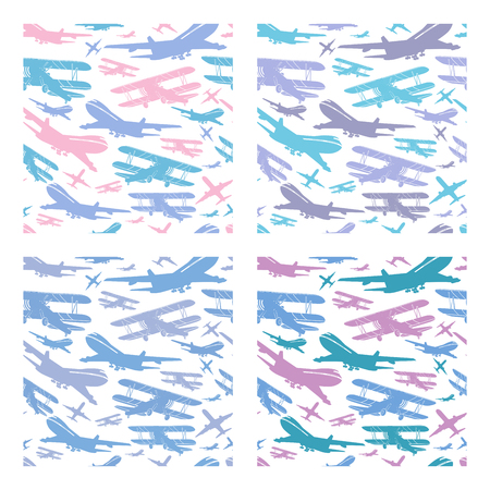 Set of retro airplane skyのイラスト素材