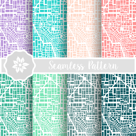 Set of plan map city street road seamless pattern tiles backdrop vector backgrounds for design illustration of presentation and creativityのイラスト素材