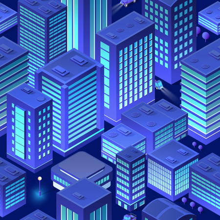 Isometric background city urban seamless pattern of building house skyscraper architecture vector illustrationのイラスト素材