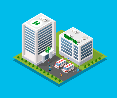 Hospital Isometric 3d Buildingのイラスト素材
