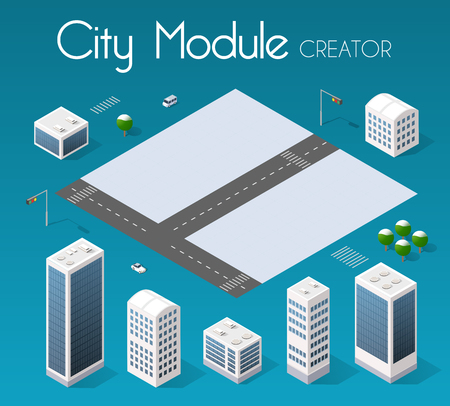 Isometric set module cityのイラスト素材