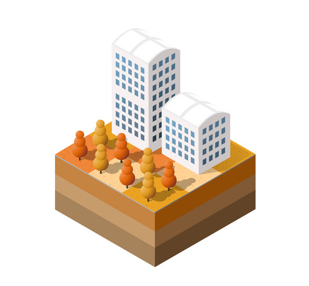 Isometric autumnal cityのイラスト素材