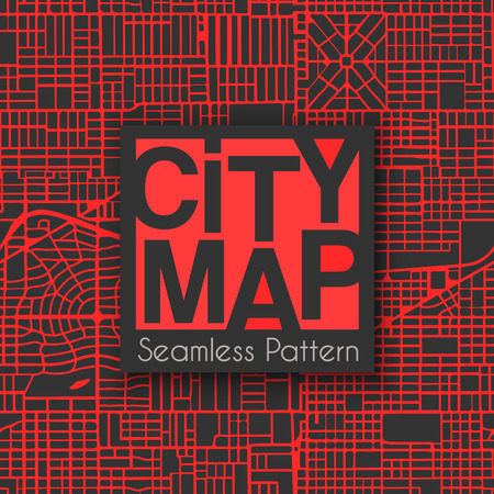 Abstract seamless city plan street map pattern cartography. Repeating town plan vector illustration.のイラスト素材