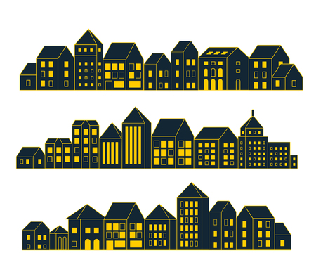 City landscape background of the buildings of houses and buildingsのイラスト素材