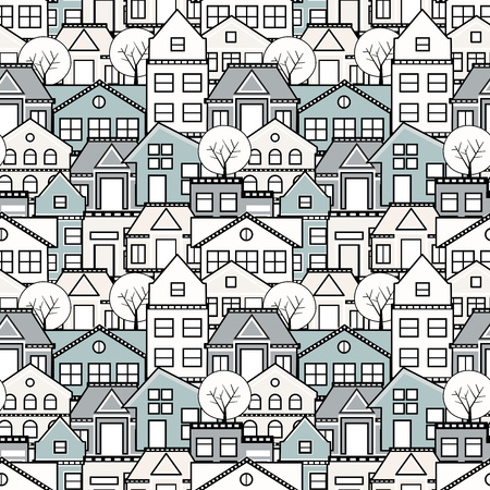 Seamless repeating pattern city urban style background illustrations vectorのイラスト素材