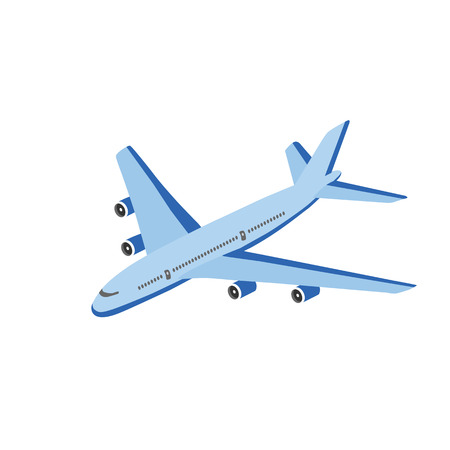 Style flat isometric aircraft transport air flights with passengers without shadows cut outのイラスト素材