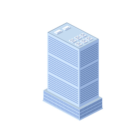 Style flat isometric city of building skyscraper house element industry and housing without shadows cut outのイラスト素材