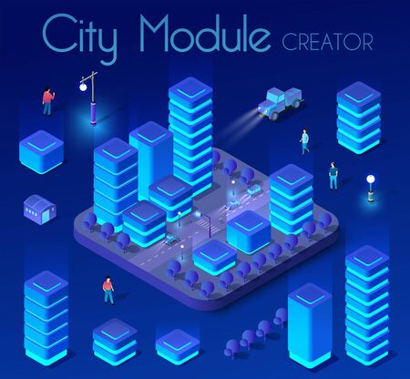 Ultraviolet Isometric Cityのイラスト素材