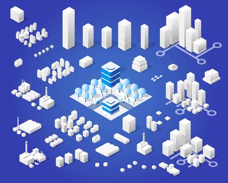 Isometric set module cityのイラスト素材
