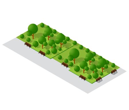 Cityscape design elements with isometric gardenのイラスト素材