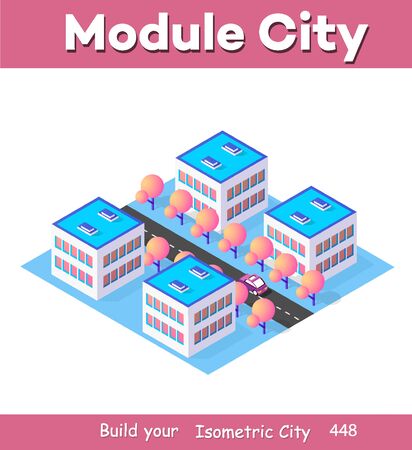 Isometric 3d module block district partのイラスト素材