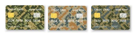 Pattern credit card in military abstract style stock illustration set of design elementsのイラスト素材
