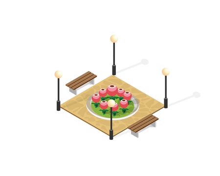 City quarter top view landscape isometric 3Dのイラスト素材