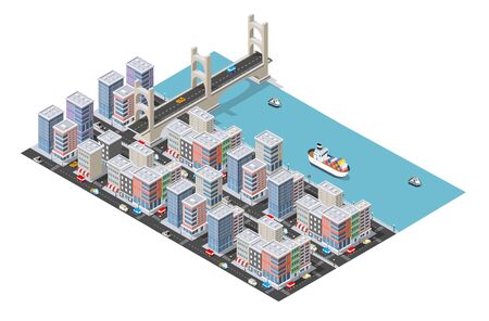 Transport Logistics 3D Isometric City illustratedのイラスト素材