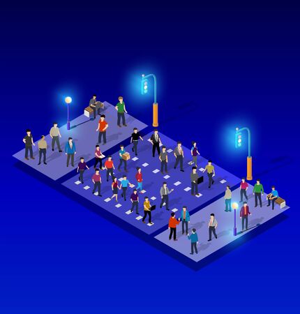 Ultraviolet neon street lamp Isometric 3D illustrationのイラスト素材