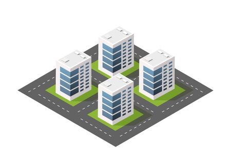 Isometric module city from urban building architecture.のイラスト素材