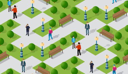Seamless urban plan park pattern map. Isometric 3dのイラスト素材