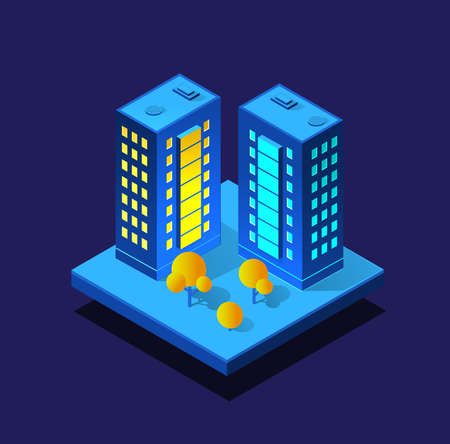 The night smart city 3D future neon ultravioletのイラスト素材