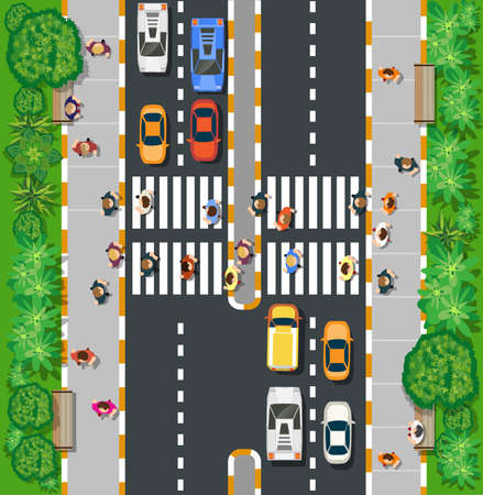 A top view from above is a city map of a urban parkのイラスト素材