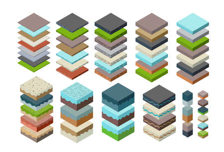 Soil Layers cross section geological green grassのイラスト素材