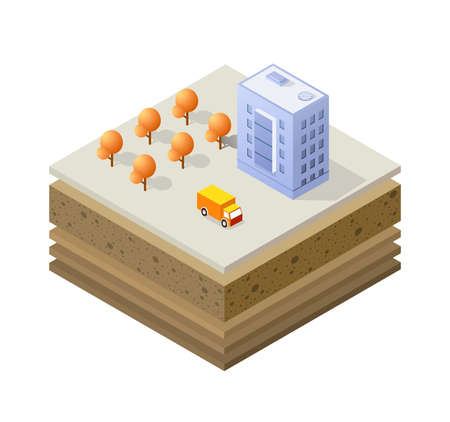 Soil Layers cross section geological of urban environmentのイラスト素材