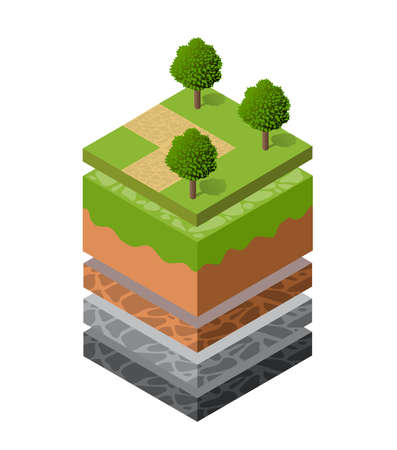 Soil layers geological and underground beneath nature landscapeのイラスト素材