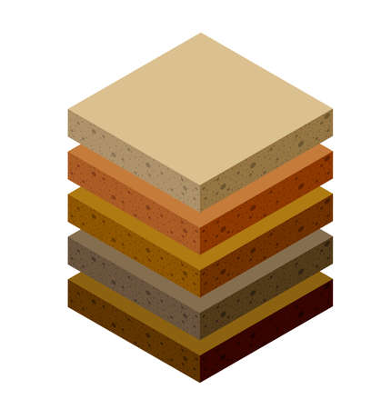 Geological and underground layers of soil under the isometricのイラスト素材