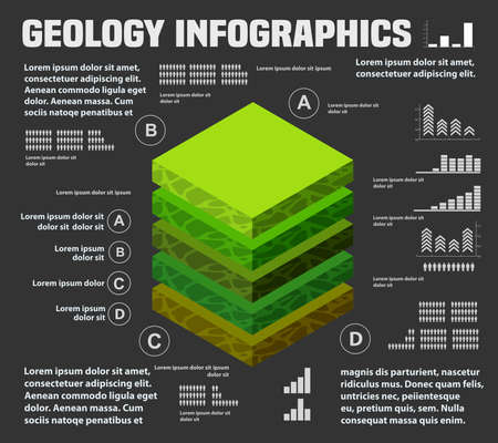 Infographics nature Geological and underground layers of soil under the isometricのイラスト素材