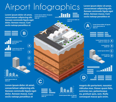 Infographics airport Geological and underground layers of soil under the isometricのイラスト素材