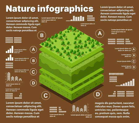 Infographics nature Geological and underground layers of soil under the isometricのイラスト素材