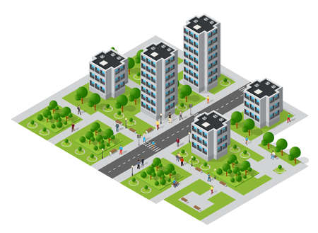 Isometric urban megalopolis top view of the city infrastructure townのイラスト素材
