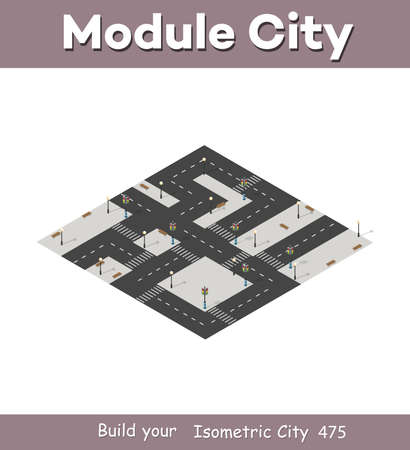 Isometric city map environmental infographic set, graphicのイラスト素材