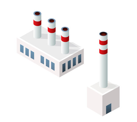 Isometric 3D city module industrial urban factory infographic elementのイラスト素材