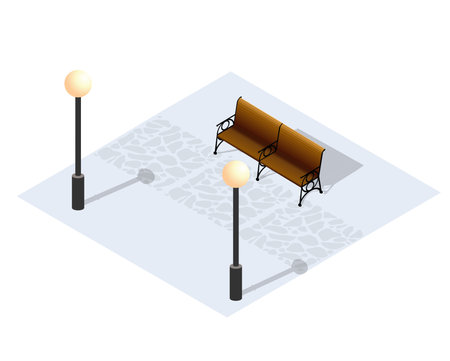 Isometric Winter Park with snow. A conceptual object for web gaming, design and creativity.のイラスト素材