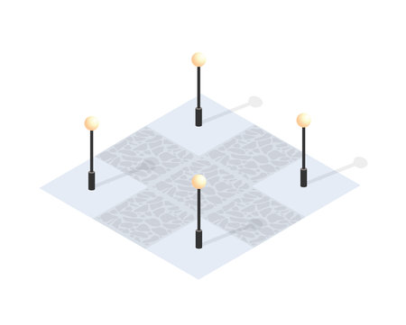 Isometric Winter Park with snow, trees. A conceptual object for web gaming, design and creativity.のイラスト素材