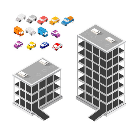 Traffic transport city parking garage parking for to transport in the city downtown conditionsのイラスト素材