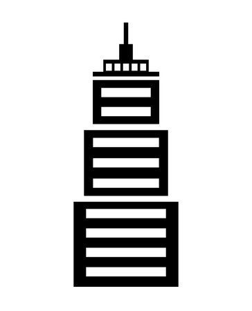 Icon of real estate commercial, residential and industrial black isolated retro flat building, house, home web button vector illustrationのイラスト素材