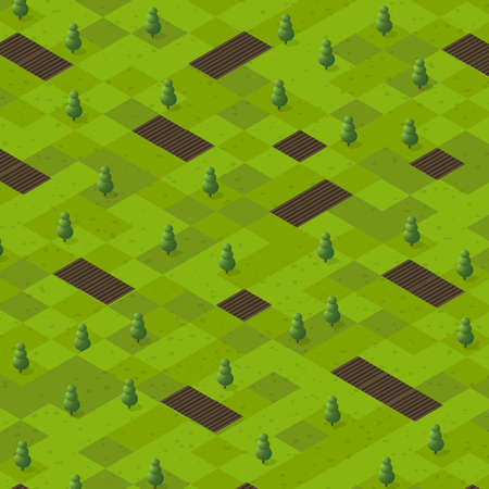 Garden park Isometric forestry landscape green view projection