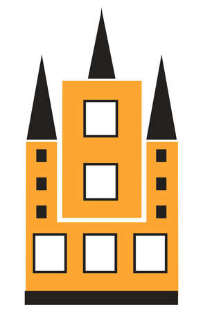 Christian catholic church building flat color single houseのイラスト素材