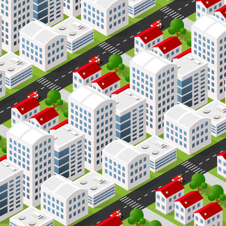 Isometric 3d downtown city block district part of the cityのイラスト素材