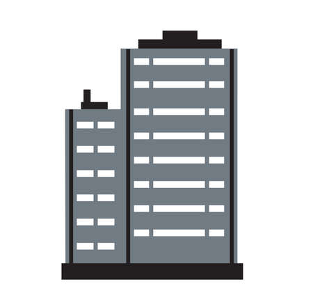 Vector city single residential house flat color house constructionのイラスト素材
