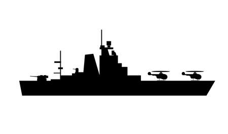 Single of silhouettes of warships for design andのイラスト素材