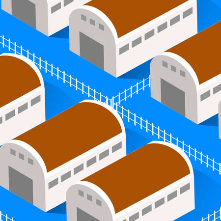 Warehouse factory industrial city illustration backgroundのイラスト素材