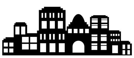 Silhouette of city Cityscape skyline landscape background for business concept illustration downtown urban street of architecture with a building.のイラスト素材