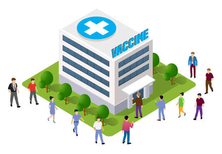 People queuing up for medicine vaccination injection of the epidemicのイラスト素材